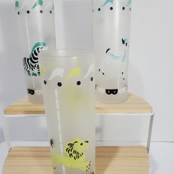 MCM Vintage Libbey Carousel Animal Highball Glasses SET of 6 - Picture 4 of 12
